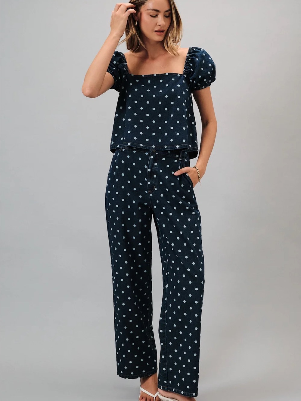 Polka Dot Denim Set Boutique